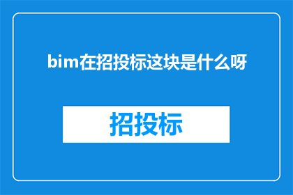 bim在招投标这块是什么呀