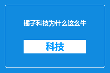 锤子科技为什么这么牛