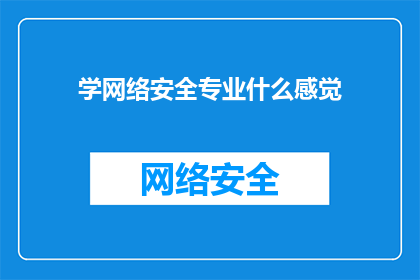 学网络安全专业什么感觉