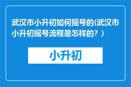 武汉市小升初如何摇号的(武汉市小升初摇号流程是怎样的？)