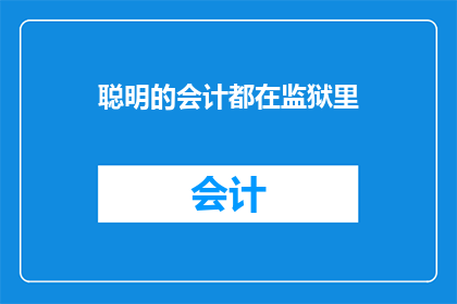 聪明的会计都在监狱里(聪明的会计为何常在监狱中？)