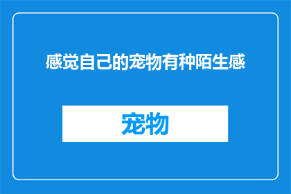 感觉自己的宠物有种陌生感(为何我与我的宠物之间存在一种难以言说的陌生感？)