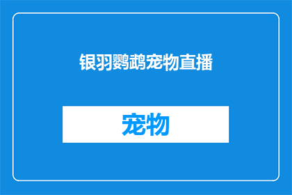 银羽鹦鹉宠物直播(银羽鹦鹉宠物直播：你准备好迎接这个新朋友了吗？)