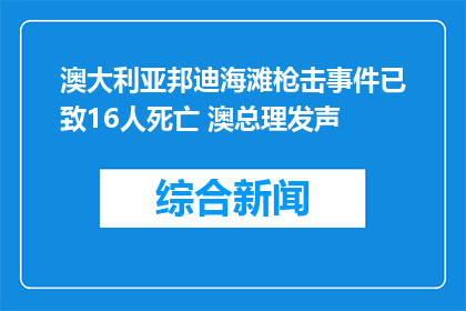 澳大利亚邦迪海滩枪击事件已致16人死亡 澳总理发声