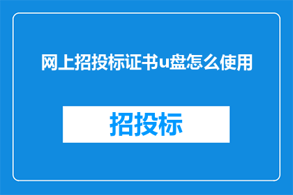 网上招投标证书u盘怎么使用(如何正确使用网上招投标证书的U盘？)