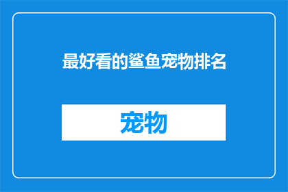 最好看的鲨鱼宠物排名(最令人心动的鲨鱼宠物排名：你的首选是哪一个？)