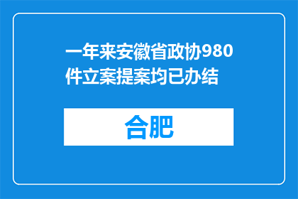 一年来安徽省政协980件立案提案均已办结
