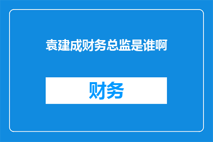 袁建成财务总监是谁啊(袁建成的财务总监是谁？)