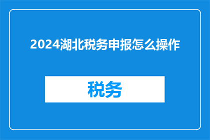 2024湖北税务申报怎么操作(2024年湖北税务申报流程及操作步骤详解)