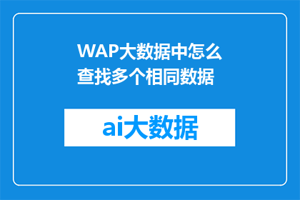 WAP大数据中怎么查找多个相同数据(在WAP大数据环境中，如何高效地定位并识别多个相同数据项？)