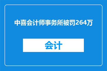 中喜会计师事务所被罚264万(中喜会计师事务所因违规被重罚264万，审计行业面临何种挑战？)