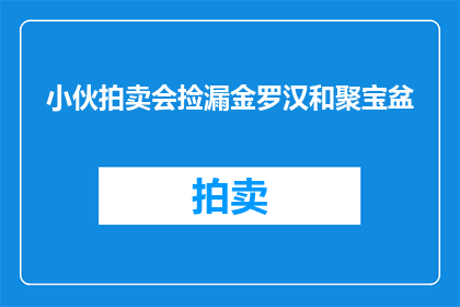 小伙拍卖会捡漏金罗汉和聚宝盆(小伙拍卖会意外发现金罗汉和聚宝盆，他是否捡到了宝藏？)