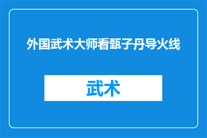 外国武术大师看甄子丹导火线(外国武术大师对甄子丹导火线的看法是什么？)