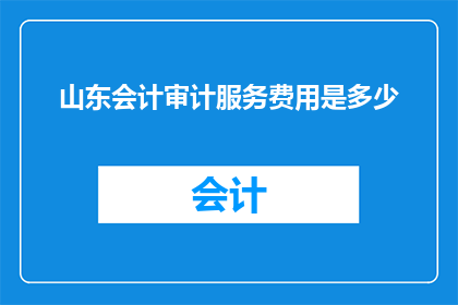 山东会计审计服务费用是多少(山东地区会计审计服务费用标准是多少？)