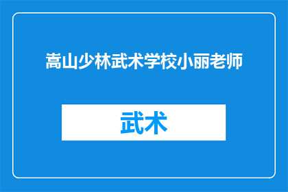 嵩山少林武术学校小丽老师(嵩山少林武术学校的小丽老师，她是如何培养出一代又一代的武术精英？)