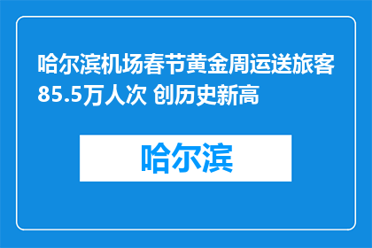哈尔滨机场春节黄金周运送旅客85.5万人次 创历史新高