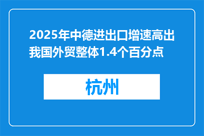 2025年中德进出口增速高出我国外贸整体1.4个百分点