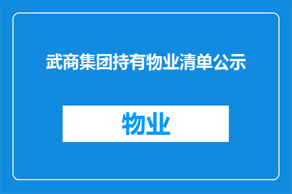 武商集团持有物业清单公示(武商集团物业资产清单是否已全面公示？)
