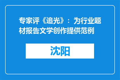 专家评《追光》：为行业题材报告文学创作提供范例
