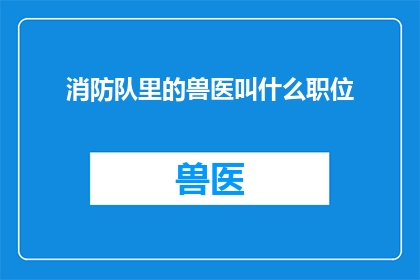 消防队里的兽医叫什么职位(消防队中的兽医承担着哪些关键职责？)