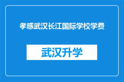 孝感武汉长江国际学校学费(孝感武汉长江国际学校学费是多少？)