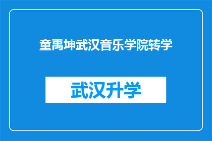 童禹坤武汉音乐学院转学(童禹坤是否已成功从武汉音乐学院转学？)