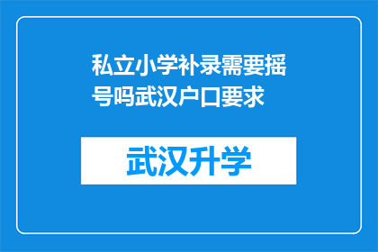 私立小学补录需要摇号吗武汉户口要求(武汉私立小学补录是否需摇号？针对非本地户口的家长，有哪些具体要求？)
