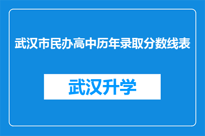 武汉市民办高中历年录取分数线表(武汉市民办高中历年录取分数线表：你了解吗？)