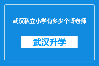 武汉私立小学有多少个呀老师(武汉私立小学的教师队伍规模究竟有多大？)