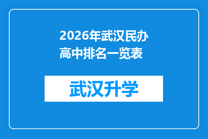 2026年武汉民办高中排名一览表(2026年武汉民办高中排名一览表：哪些学校值得选择？)