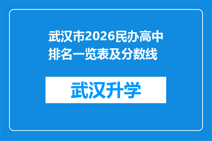 武汉市2026民办高中排名一览表及分数线(武汉市2026年民办高中排名及录取分数线一览表，你了解吗？)