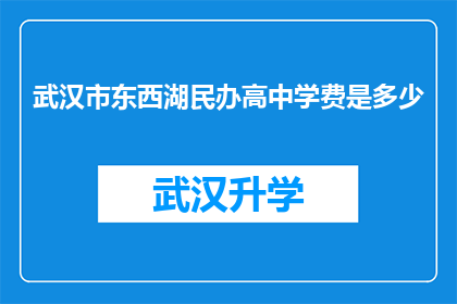武汉市东西湖民办高中学费是多少(武汉市东西湖民办高中的学费是多少？)